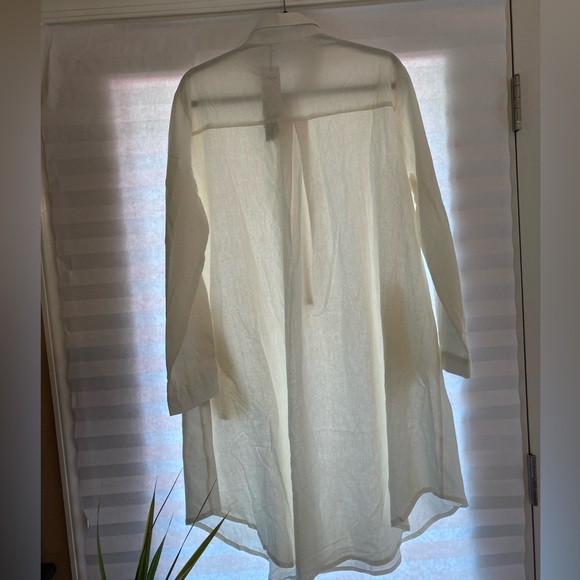 Off-White Linen Mini Shirt Dress - Picture 2 of 6